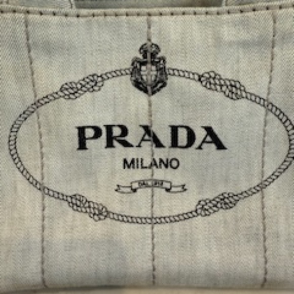 💋 Prada Canapa Tote Canvas shoulder bag Gray - Picture 5 of 16